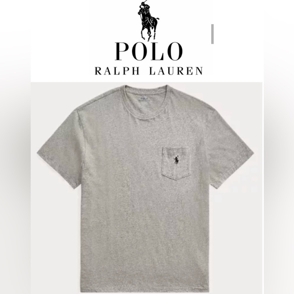 Polo by Ralph Lauren Boy’s Size XL (20) Gray Cotton Jersey Pocket Tee